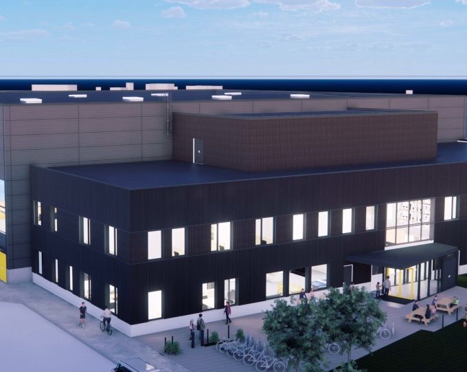 Bilde av fasaden på ny hall