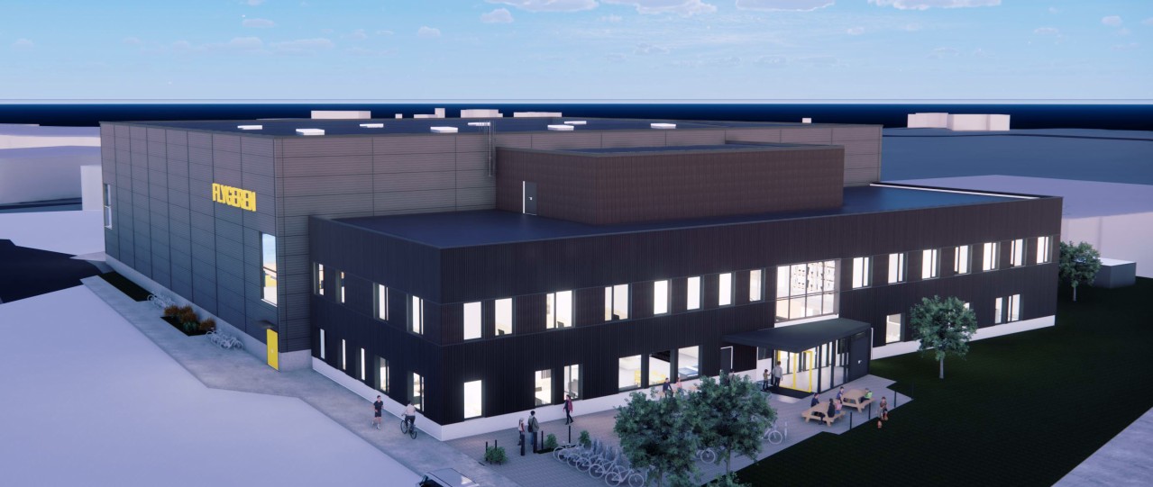 Bilde av fasaden på ny hall